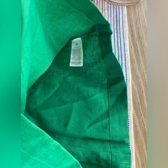 Boden Kelly Linen Sleeveless Notch Neck Shift Dress Size 4R Green Pockets NWT - Picture 9 of 12